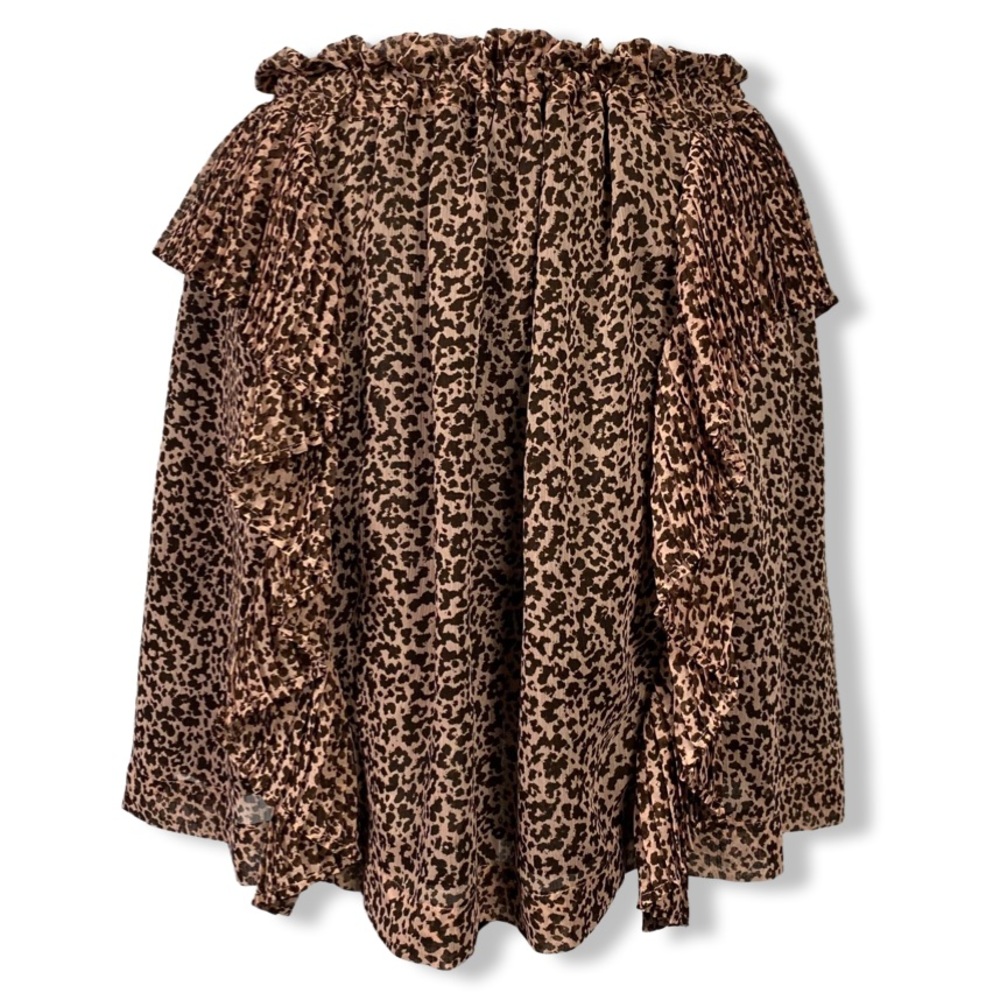 Topshop Leopard Print Skirt, Cascading Micro Pleats, Animal Print, Elastic Waist